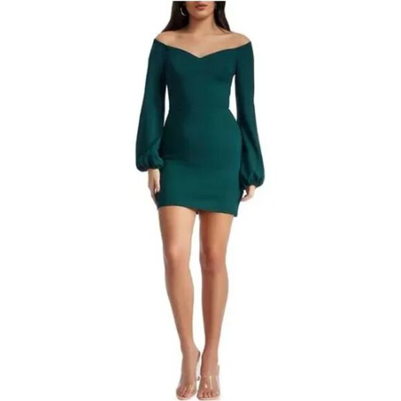 New ~ DRESS THE POPULATION ~  Esperanza Emerald Green Bodycon Mini Dress Size XS - Picture 1 of 8